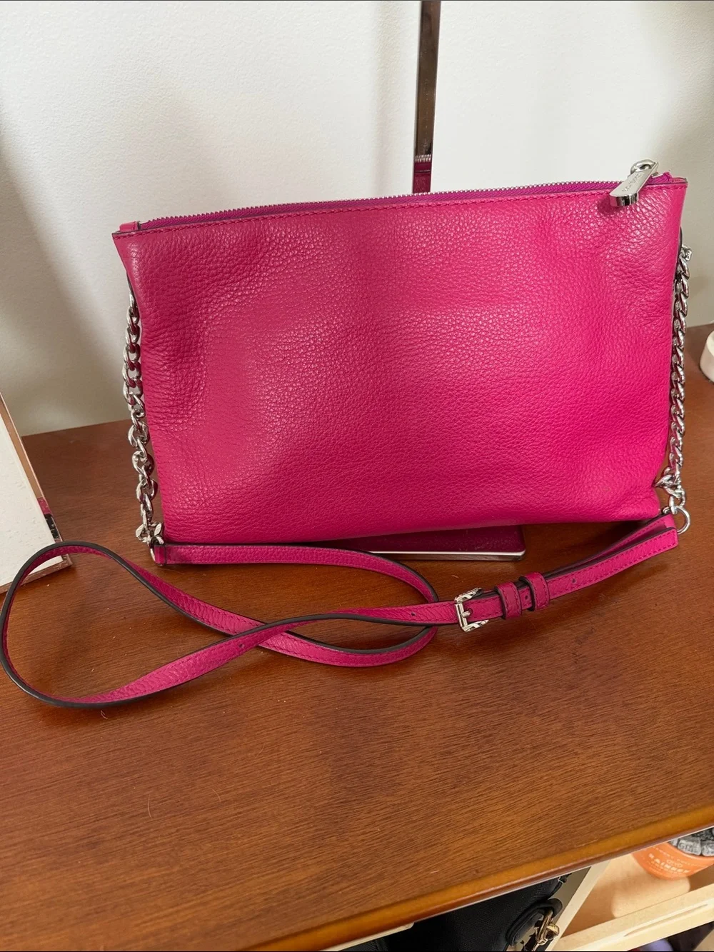 Michael Kors Women’s Pebbled Leather Crossbody Bag - Fuchsia